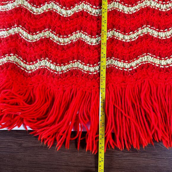 Vintage Handmade Orange & Yellow Striped Popcorn Crochet Throw Blanket - Picture 5 of 10